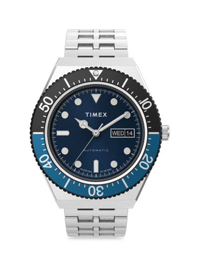 Shop Timex Men's M79 Stainless Steel Bracelet Watch In Blue