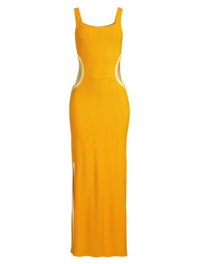 Shop Solid & Striped Lola Cut-out Knit Maxi Dress In Butterscotch