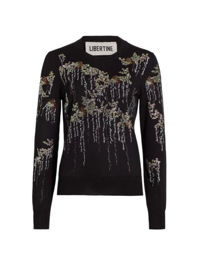 Shop Libertine Women's Fireworks Cashmere-silk Sweater In Black