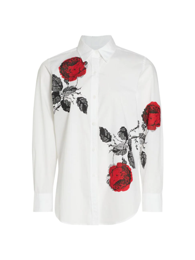 Shop Libertine Women's Stone Roses Cotton Poplin Shirt In White