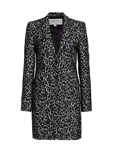 Shop Michael Kors Women's Reefer Lace Coat In Black White