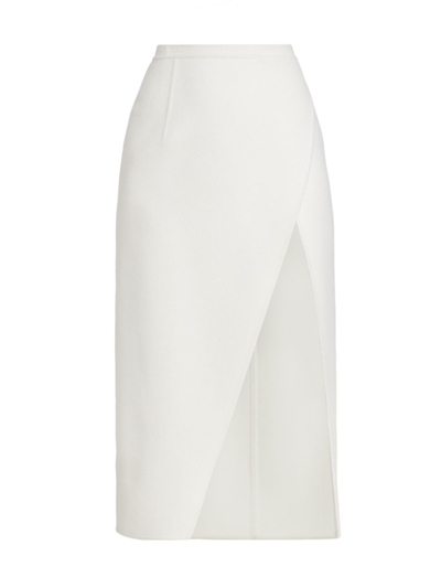 Shop Michael Kors Women's Asymmetric Slit Scissor Skirt In White