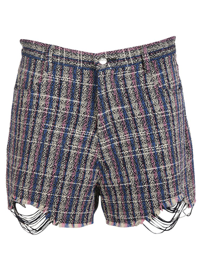 Shop Iro Pantaloncino Distressed Checked Shorts In Multi