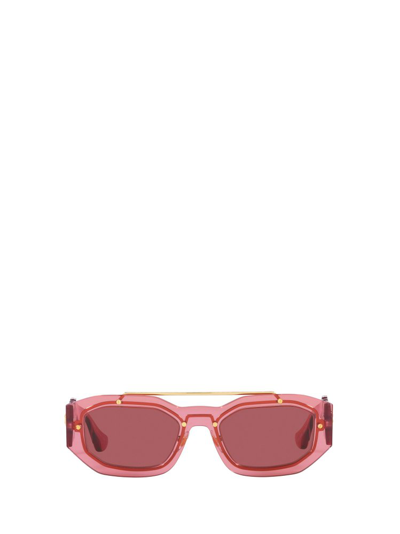 Shop Versace Eyewear Rectangle Frame Sunglasses In Pink