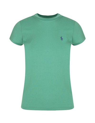 Shop Polo Ralph Lauren Logo Embroidered Crewneck T In Green