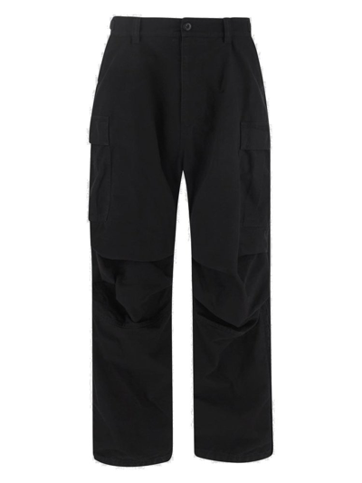 Shop Balenciaga Logo Embroidered Pulled Cargo Pants In Black
