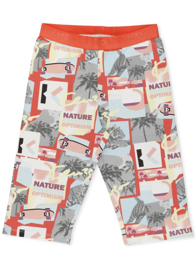 Shop Kenzo Kids Allover Graphic Printed Shorts In Multi