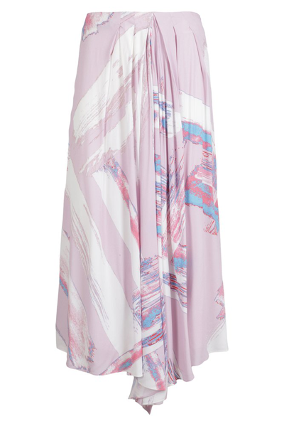 Shop Iro Arleta Abstract Print Draped Midi Skirt In Multi