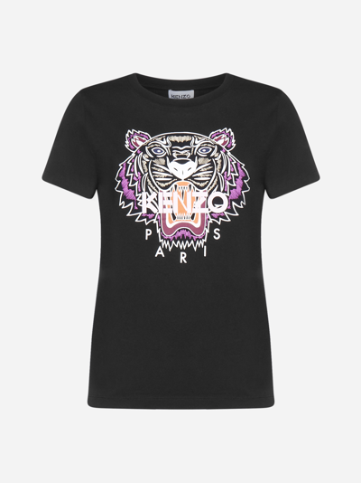 Shop Kenzo Tiger Logo Cotton T-shirt