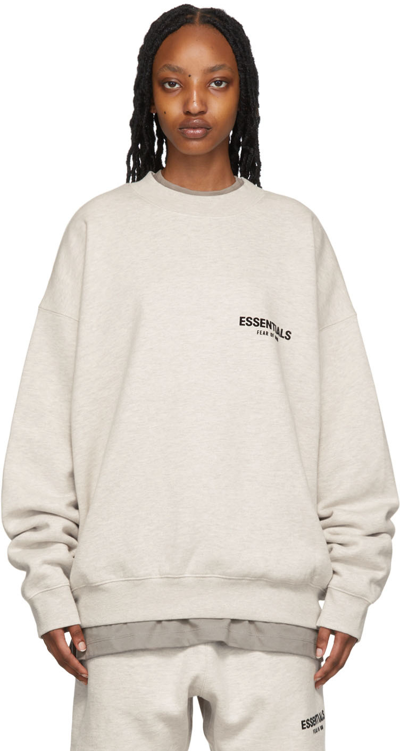 Essentials Off-white Crewneck Sweatshirt In Light Oatmeal | ModeSens