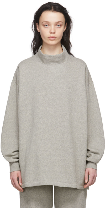 Shop Essentials Gray Relaxed Sweatshirt In Dark Oatmeal