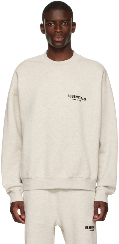 Shop Essentials Off-white Crewneck Sweatshirt In Light Oatmeal
