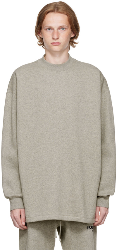 Shop Essentials Gray Relaxed Sweatshirt In Dark Oatmeal