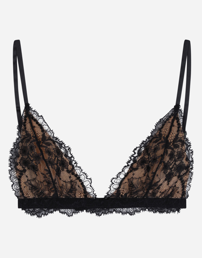 Dolce & Gabbana Chantilly Lace Triangle Bra In Black