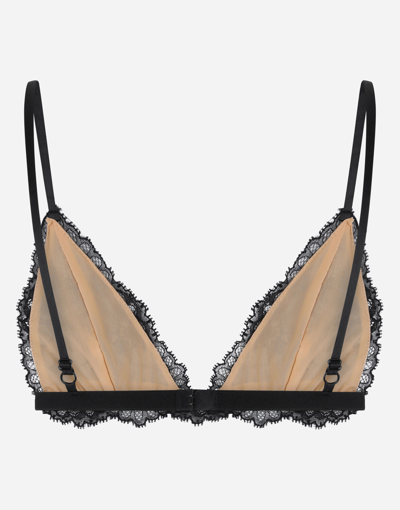 Dolce & Gabbana Chantilly Lace Triangle Bra In Black