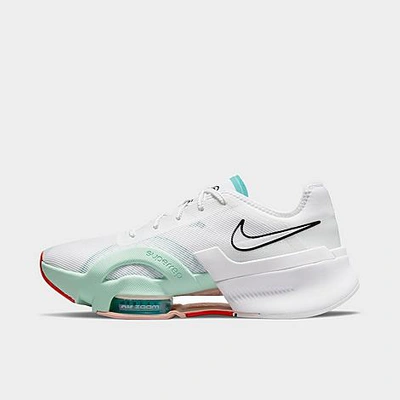Shop Nike Women's Air Zoom Superrep 3 Training Shoes In White/washed Teal/barely Green/black