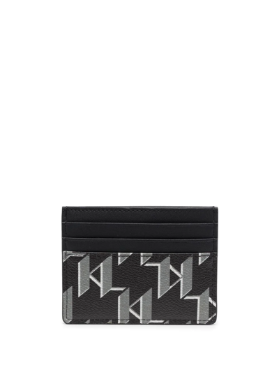 Shop Karl Lagerfeld Monogram-pattern Faux-leather Cardholder In Black