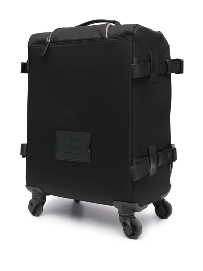 Shop Karl Lagerfeld Address-print Luggage Trolley In Black