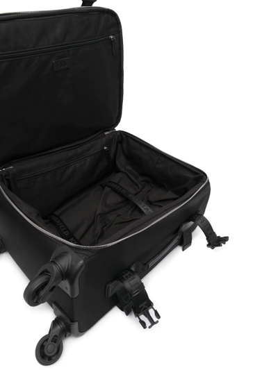 Shop Karl Lagerfeld Address-print Luggage Trolley In Black