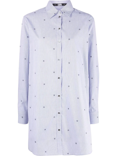 Shop Karl Lagerfeld Monogram Stripe Tunic Shirt In Blue