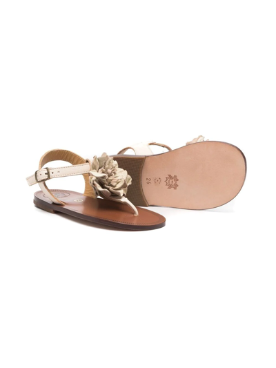 Shop Pèpè Buckle-fastening Ruffle-trim Sandals In Neutrals
