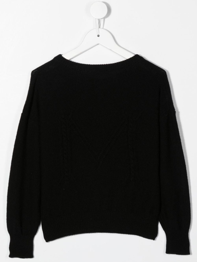 Shop Monnalisa Round Neck Cardigan In Black