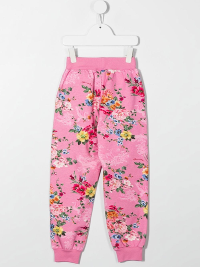 Shop Monnalisa Floral-print Cotton Track Pants In Pink
