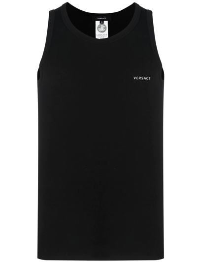 Shop Versace Logo-print Sleeveless Vest In Black