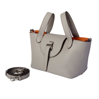 Shop Meli Melo Thela Mini Taupe With Orange With Zip Closure Cross Body Bag For Women