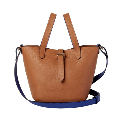 meli melo Thela Mini Shopper Tan & Cobalt Blue Leather Cross Body Bag for  Women 441.00