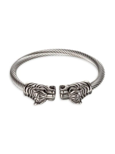 Shop Eye Candy La Men's Titanium Leopard Cuff Bracelet In Neutral