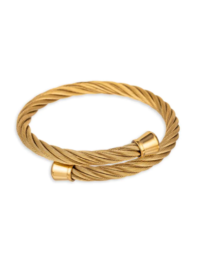 Shop Eye Candy La Men's Henry Goldtone Titanium Wire Cuff Bracelet In Neutral