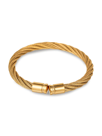 Shop Eye Candy La Men's James Titanium Twist Wire Cuff Bracelet In Neutral