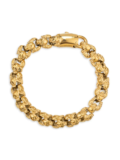 Shop Eye Candy La Men's Laim Skully Goldtone Titanium Bracelet In Neutral