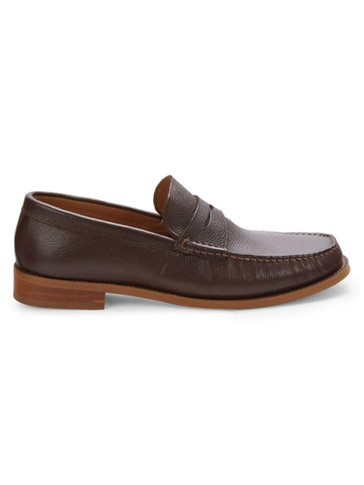 Shop Donald J Pliner Men's Miles Leather Penny Loafers In Cappuccino