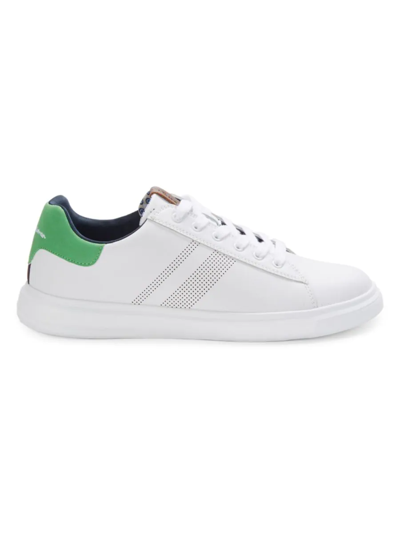 Shop Ben Sherman Men's Perforated Sneakers In White Green