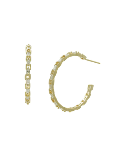 Shop Jan-kou Women's 14k Goldplated & Cubic Zirconia Hoop Earrings