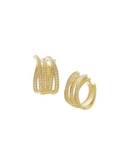Shop Jan-kou Women's 14k Goldplated & Cubic Zirconia Twist Hoop Earrings