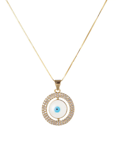Eye Candy La Women's Sterling Silver & Cubic Zirconia Evil Eye Pendant Necklace In Silver