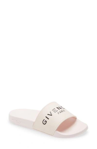 Shop Givenchy Logo Embossed Slide Sandal In 45s Pink