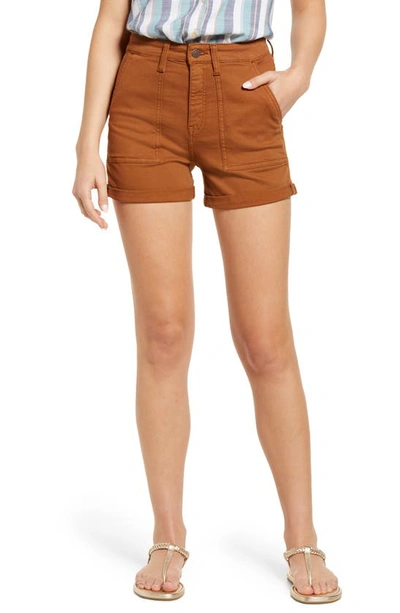 Mavi Jeans Sheena High Waist Utility Pocket Twill Shorts In Roasted Pecan  Twill