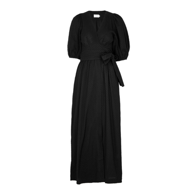 Shop Three Graces Bronwyn Black Fil Coupé Cotton Wrap Dress