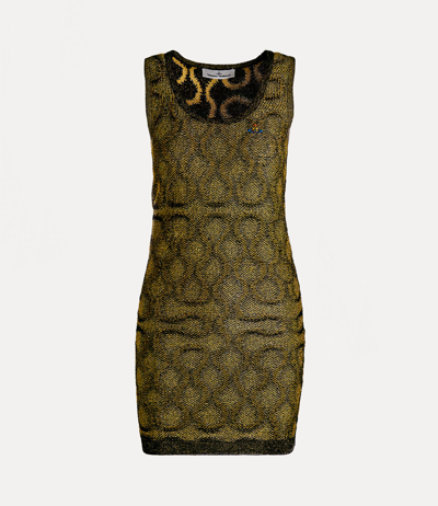 Shop Vivienne Westwood Squiggle Dress In Black/gold