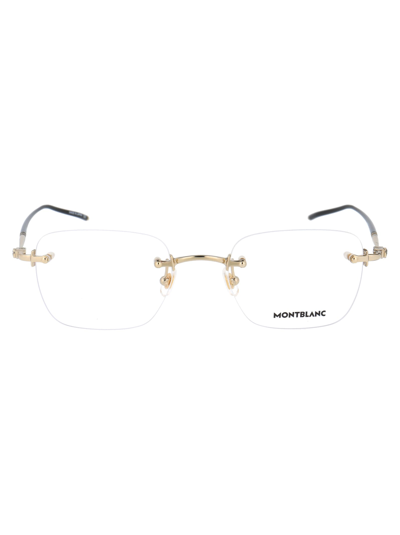 Shop Montblanc Mb0130o Glasses In 002 Gold Gold Transparent