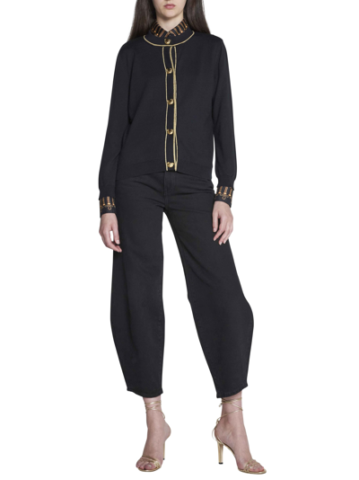 Shop Moschino Cardigan In Fantasia Nero