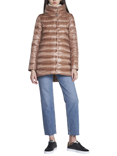 Herno Matilde Mid Down Jacket In Nocciola