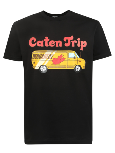 Shop Dsquared2 Caten Trip Graphic T-shirt In Black