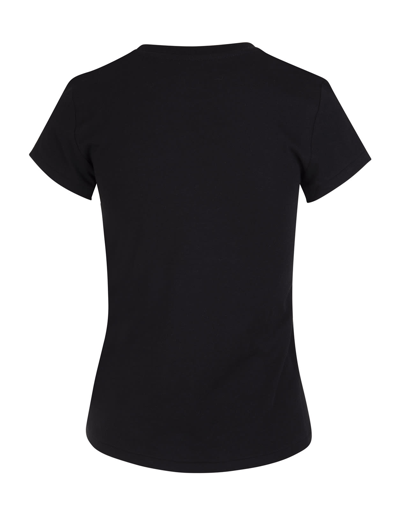 Shop Ralph Lauren Woman Basic Black T-shirt With White Pony