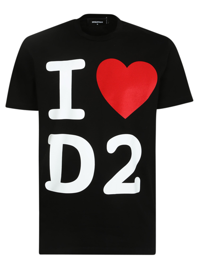 Shop Dsquared2 Print Cotton T-shirt In Black