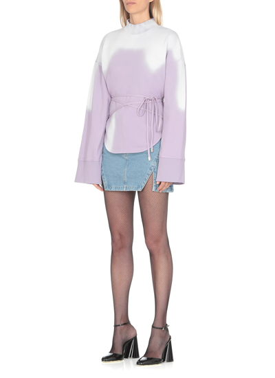 Shop Attico Cotton Sweatshirt In Lilac
